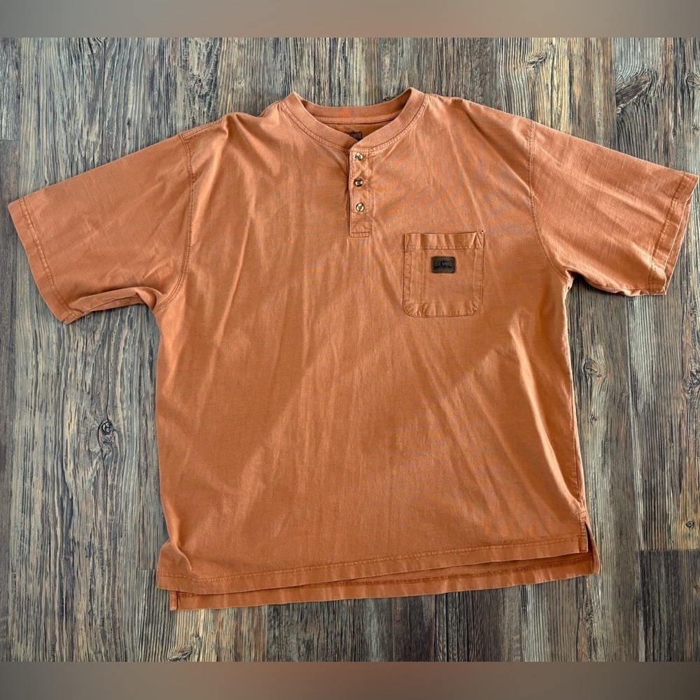 Big Smith Henley Shirt Mens XL Burnt Orange Short Sleeve Pocket Workwear